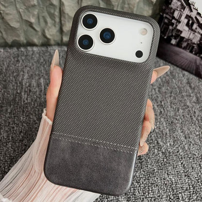 For iPhone 17 Pro Max Stitching Cloth MagSafe Magnetic PC Hybrid PU Phone Case(Grey) - iPhone 17 Pro Max Cases by buy2fix | Online Shopping UK | buy2fix