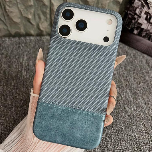 For iPhone 17 Pro Stitching Cloth MagSafe Magnetic PC Hybrid PU Phone Case(Cyan Blue) - iPhone 17 Pro Cases by buy2fix | Online Shopping UK | buy2fix