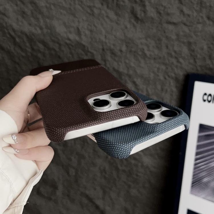 For iPhone 17 Stitching Cloth MagSafe Magnetic PC Hybrid PU Phone Case(Brown) - iPhone 17 Cases by buy2fix | Online Shopping UK | buy2fix