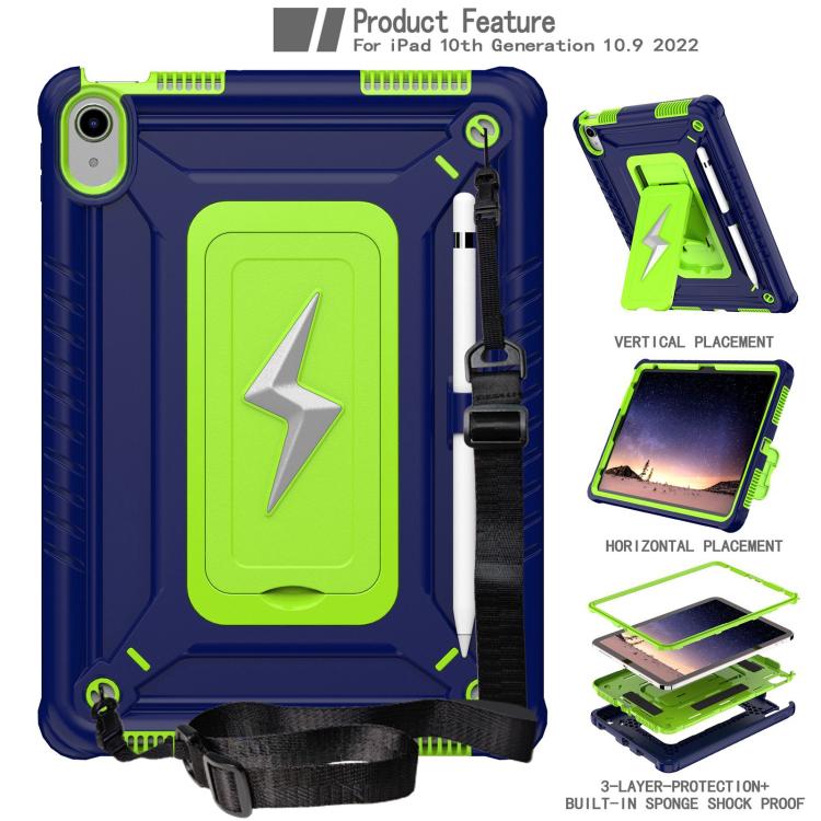 For iPad 2025 / 2022 Armor Bolt Shape Holder Silicone Hybrid PC Tablet Case(Navy Blue Olivine) - iPad 2025 / 2022 Cases by buy2fix | Online Shopping UK | buy2fix