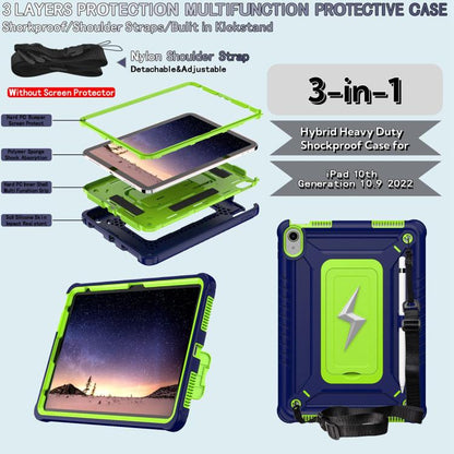 For iPad 2025 / 2022 Armor Bolt Shape Holder Silicone Hybrid PC Tablet Case(Navy Blue Olivine) - iPad 2025 / 2022 Cases by buy2fix | Online Shopping UK | buy2fix