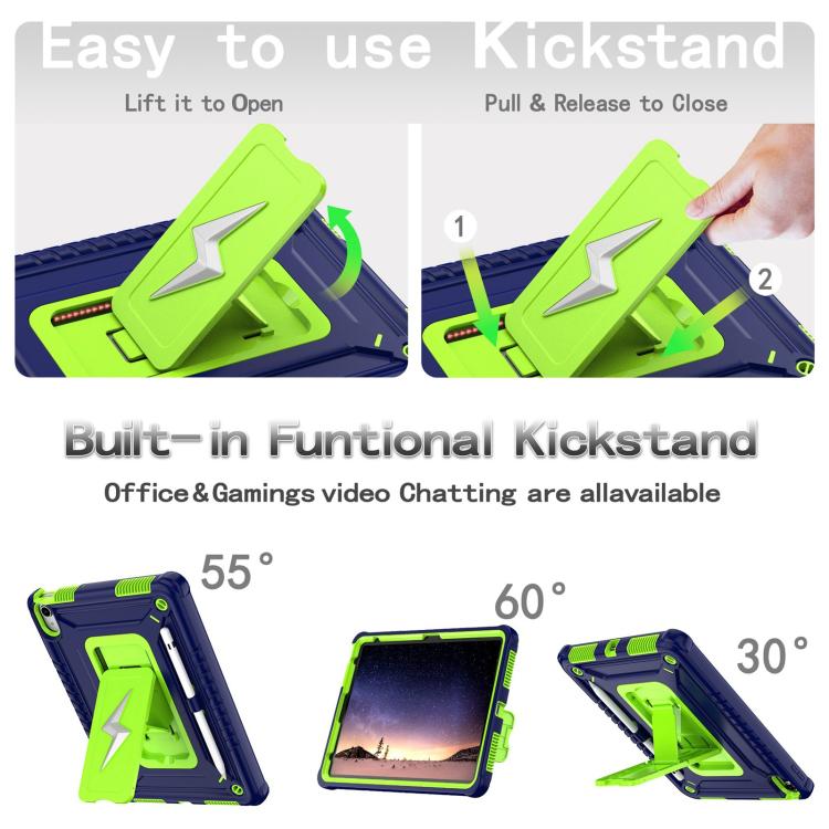 For iPad 2025 / 2022 Armor Bolt Shape Holder Silicone Hybrid PC Tablet Case(Navy Blue Olivine) - iPad 2025 / 2022 Cases by buy2fix | Online Shopping UK | buy2fix