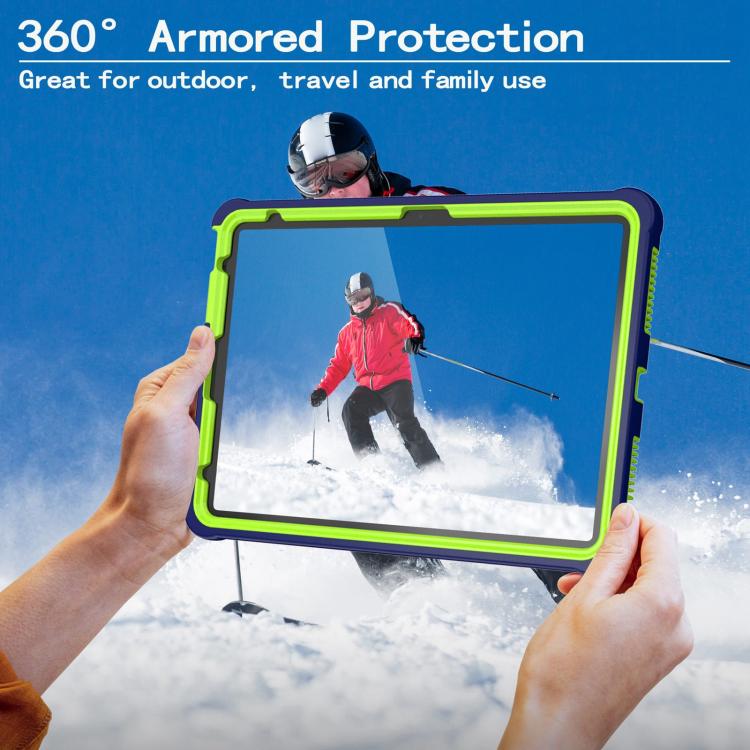 For iPad 2025 / 2022 Armor Bolt Shape Holder Silicone Hybrid PC Tablet Case(Navy Blue Olivine) - iPad 2025 / 2022 Cases by buy2fix | Online Shopping UK | buy2fix