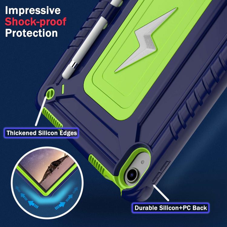 For iPad 2025 / 2022 Armor Bolt Shape Holder Silicone Hybrid PC Tablet Case(Navy Blue Olivine) - iPad 2025 / 2022 Cases by buy2fix | Online Shopping UK | buy2fix