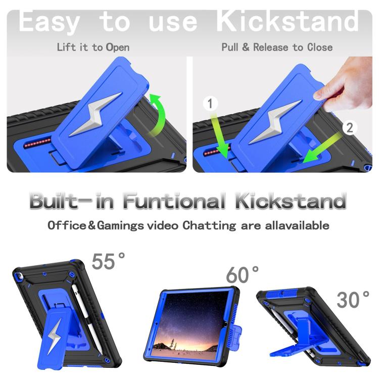 For iPad 10.2 2021 / 2020 / 2019 Armor Bolt Shape Holder Silicone Hybrid PC Tablet Case(Black Blue) - iPad 10.2 Cases by buy2fix | Online Shopping UK | buy2fix