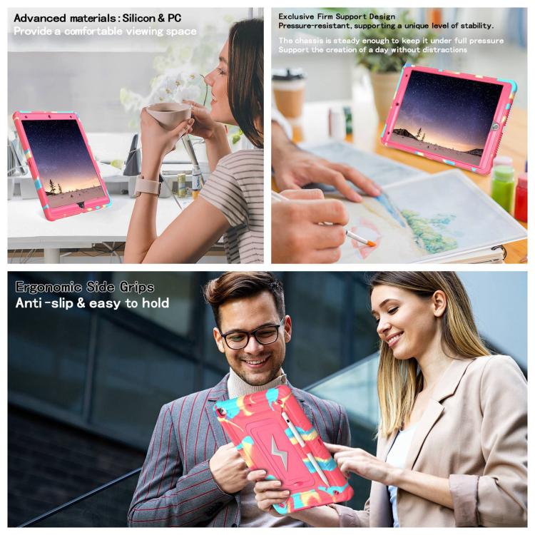 For iPad 10.2 2021 / 2020 / 2019 Armor Bolt Shape Holder Silicone Hybrid PC Tablet Case(Camouflage Rose Red) - iPad 10.2 Cases by buy2fix | Online Shopping UK | buy2fix