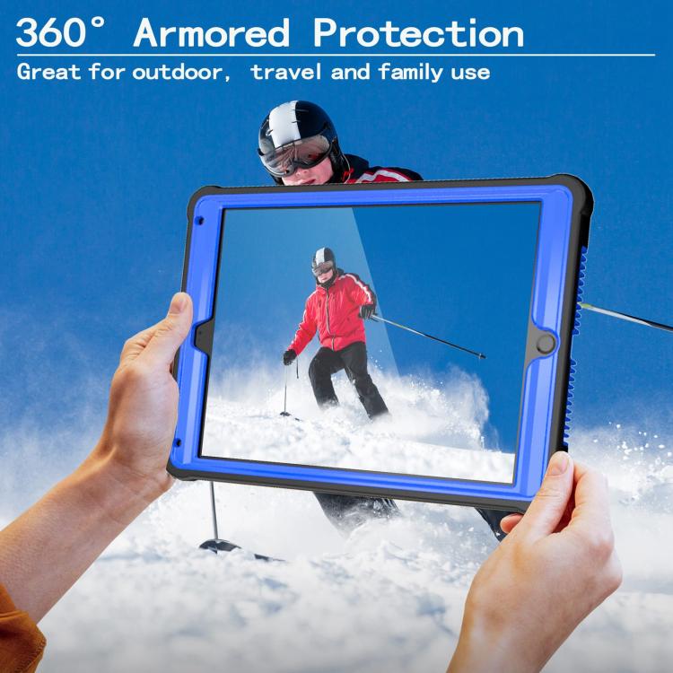 For iPad 9.7 2018 / Air / Air 2 Armor Bolt Shape Holder Silicone Hybrid PC Tablet Case(Black Blue) - iPad 9.7 (2018) & (2017) Cases by buy2fix | Online Shopping UK | buy2fix