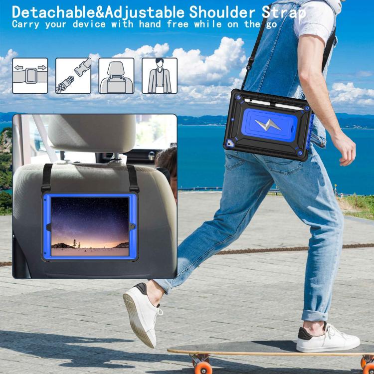 For iPad 9.7 2018 / Air / Air 2 Armor Bolt Shape Holder Silicone Hybrid PC Tablet Case(Black Blue) - iPad 9.7 (2018) & (2017) Cases by buy2fix | Online Shopping UK | buy2fix