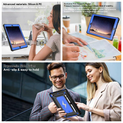 For iPad 9.7 2018 / Air / Air 2 Armor Bolt Shape Holder Silicone Hybrid PC Tablet Case(Black Blue) - iPad 9.7 (2018) & (2017) Cases by buy2fix | Online Shopping UK | buy2fix