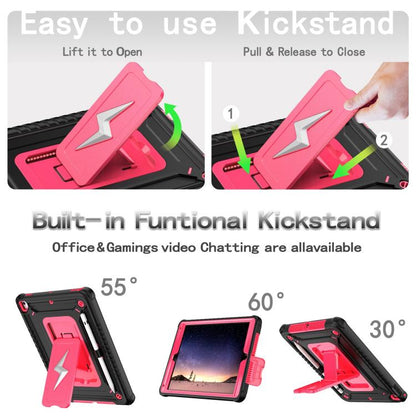 For iPad 9.7 2018 / Air / Air 2 Armor Bolt Shape Holder Silicone Hybrid PC Tablet Case(Black Rose Red) - iPad 9.7 (2018) & (2017) Cases by buy2fix | Online Shopping UK | buy2fix