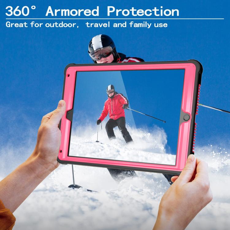 For iPad 9.7 2018 / Air / Air 2 Armor Bolt Shape Holder Silicone Hybrid PC Tablet Case(Black Rose Red) - iPad 9.7 (2018) & (2017) Cases by buy2fix | Online Shopping UK | buy2fix