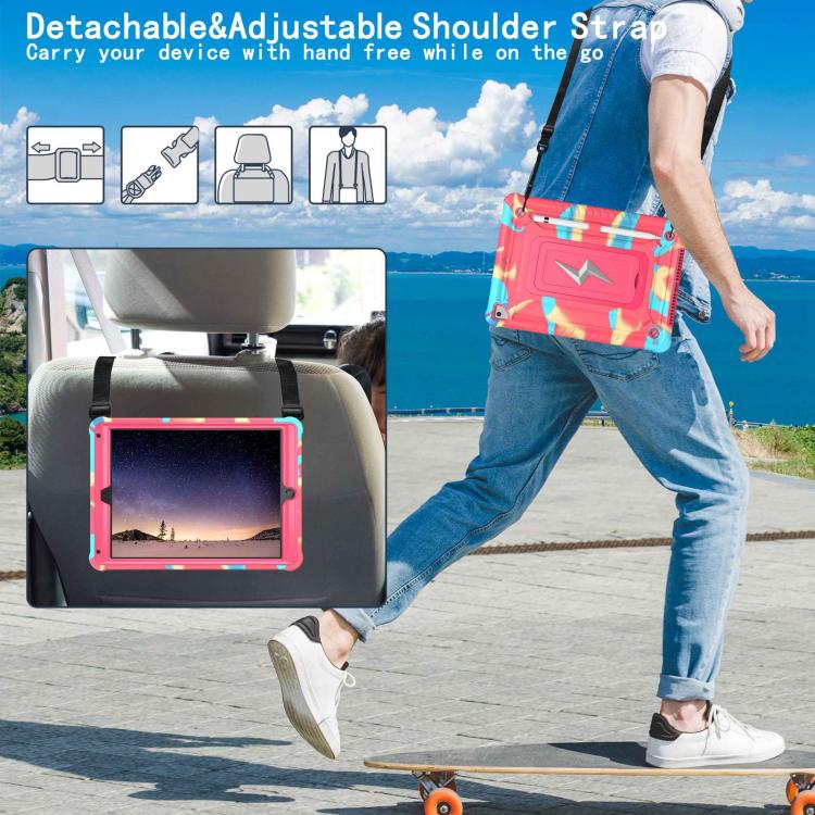 For iPad 9.7 2018 / Air / Air 2 Armor Bolt Shape Holder Silicone Hybrid PC Tablet Case(Camouflage Rose Red) - iPad 9.7 (2018) & (2017) Cases by buy2fix | Online Shopping UK | buy2fix