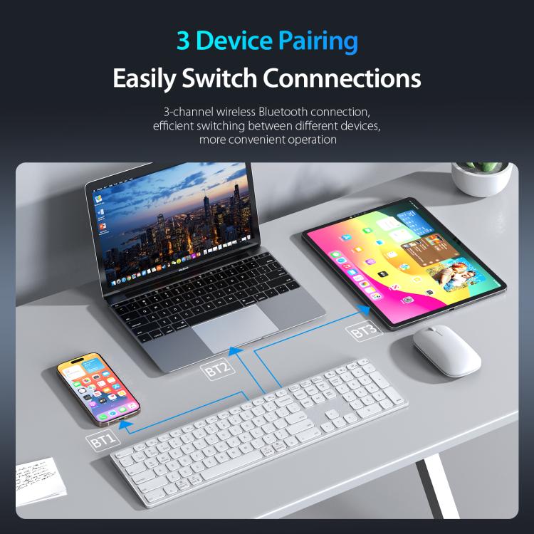 DUX DUCIS LK Series Portable Universal Wireless Keyboard(White) - Wireless Keyboard by DUX DUCIS | Online Shopping UK | buy2fix