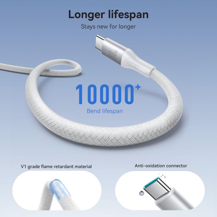 JOYROOM S-A28 Flash Series 480Mbps Fast Charging Data Cable, Type-C to Type-C Cable, Length: 1m(White) - USB-C & Type-C Cable by JOYROOM | Online Shopping UK | buy2fix
