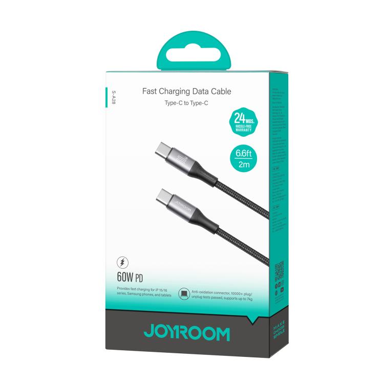 JOYROOM S-A28 Flash Series 60W 480Mbps Fast Charging Data Cable, Type-C to Type-C Cable, Length: 2m(Black) - USB-C & Type-C Cable by JOYROOM | Online Shopping UK | buy2fix