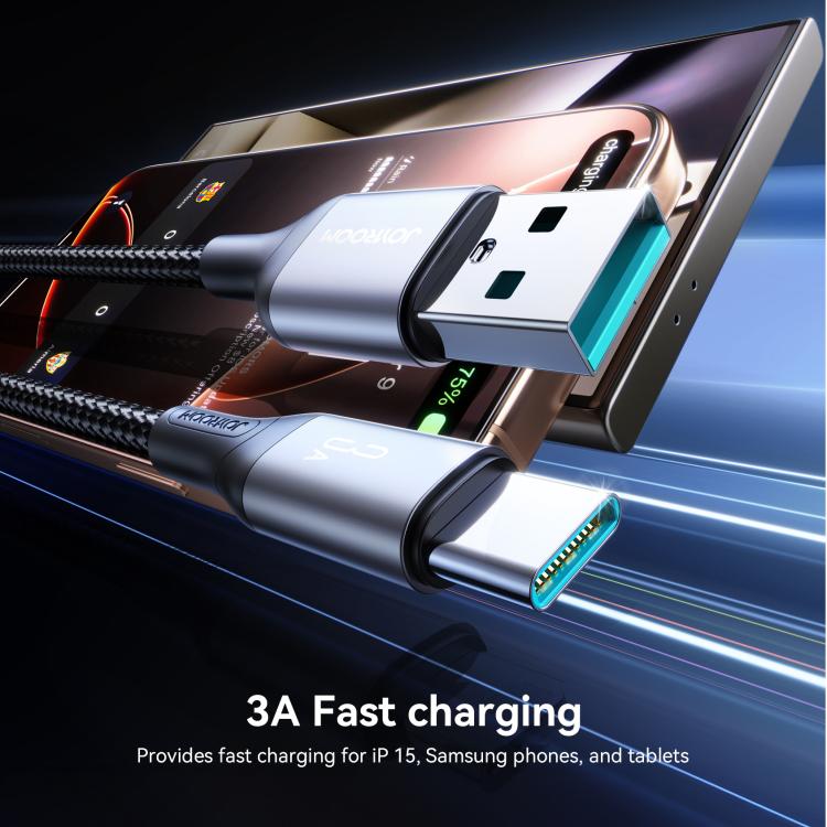 JOYROOM S-A28 Flash Series 60W 480Mbps Fast Charging Data Cable, USB to Type-C Cable, Length: 2m(Black) - USB-C & Type-C Cable by JOYROOM | Online Shopping UK | buy2fix