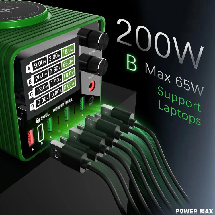 2UUL PC01 POWER MAX 200W Multi-Port Charger Adjustable Voltage Power Supply, Plug:US Plug - Power Supply by 2UUL | Online Shopping UK | buy2fix