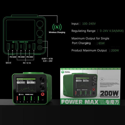 2UUL PC01 POWER MAX 200W Multi-Port Charger Adjustable Voltage Power Supply, Plug:US Plug - Power Supply by 2UUL | Online Shopping UK | buy2fix