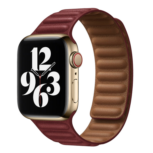 For Apple Watch Ultra 49mm&Watch Ultra 2 49mm / Series 9&8&7 45mm / SE 3&SE 2&6&SE&5&4 44mm / 3&2&1 42mm Leather Watch Band (Wine Red) by buy2fix