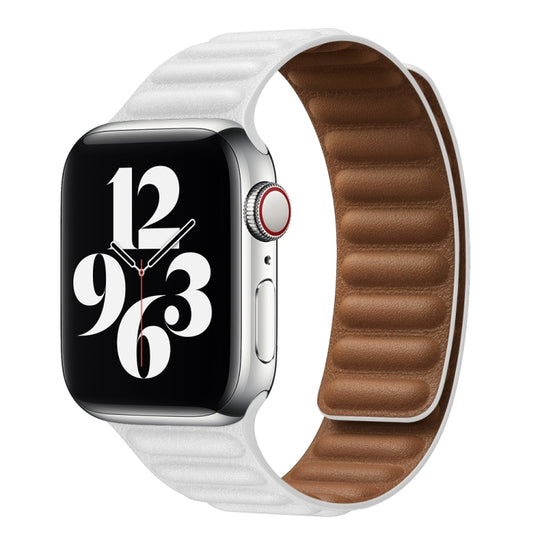 For Apple Watch Series 9&8&7 41mm / SE 3&SE 2&6&SE&5&4 40mm / 3&2&1 38mm Leather Watch Band (White)