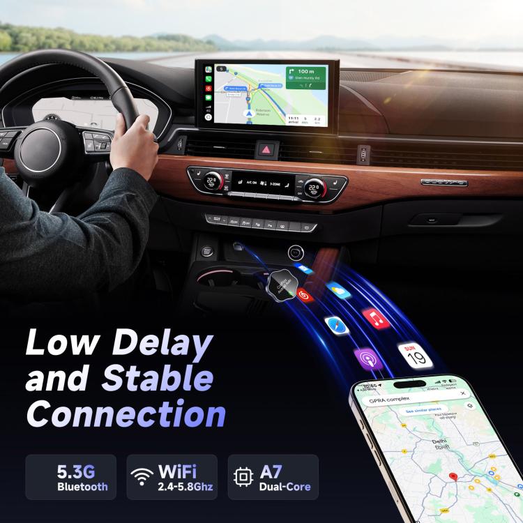 USB Wired to Wireless Car CarPlay Box Adapter, with Type-C Adapter(Black) - Bluetooth Adapters by buy2fix | Online Shopping UK | buy2fix