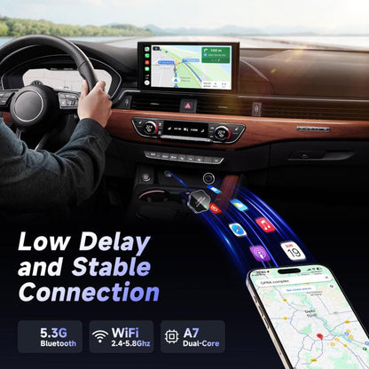 USB Wired to Wireless Car CarPlay Box Adapter, with Type-C Adapter(Black) - Bluetooth Adapters by buy2fix | Online Shopping UK | buy2fix