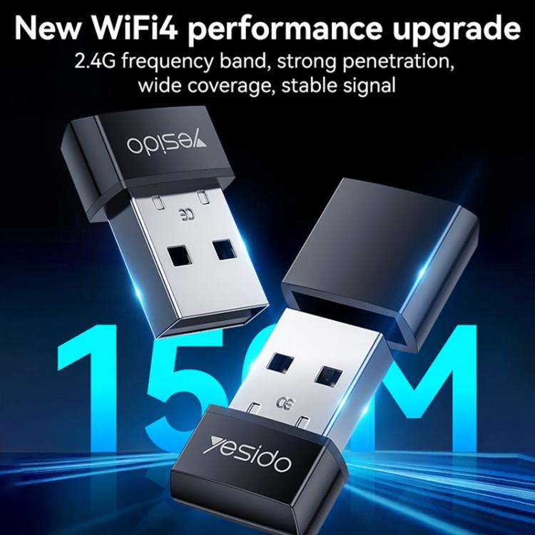 Yesido WP10 WiFi Wireless Dongle 150Mbps High Speed USB Wireless Adapter(Black) - Wireless Display Dongle by Yesido | Online Shopping UK | buy2fix