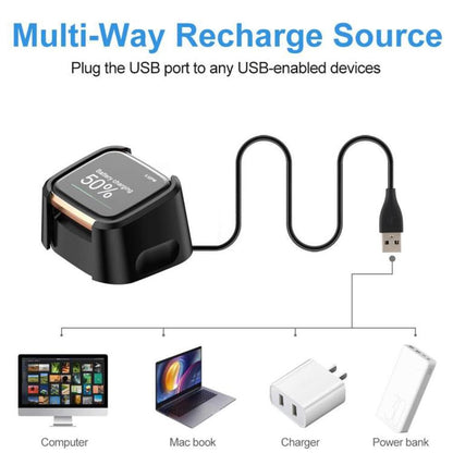 For Fitbit Versa 2 xDfind USB-A Port Watch Charging Dock Base Stand Holder, Length: 1m(Black) - Charger by xDfind | Online Shopping UK | buy2fix