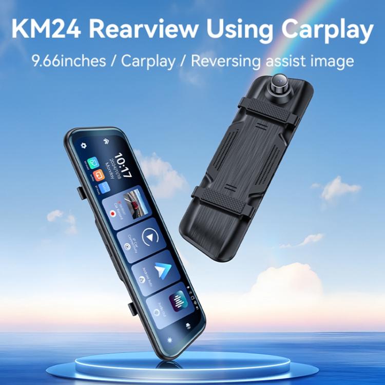 Yesido KM24 9.66 inch HD Image Reversing Assist CarPlay Streaming Rearview Mirror Dash Cam(Black) - Car DVRs by Yesido | Online Shopping UK | buy2fix