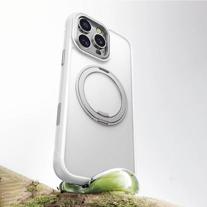 For iPhone 16 Pro Max Gear 360 Rotation MagSafe Holder Phone Case(White) - iPhone 16 Pro Max Cases by buy2fix | Online Shopping UK | buy2fix