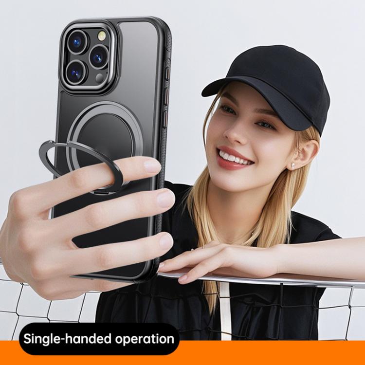 For iPhone 16 Pro Gear 360 Rotation MagSafe Holder Phone Case(Black) - iPhone 16 Pro Cases by buy2fix | Online Shopping UK | buy2fix