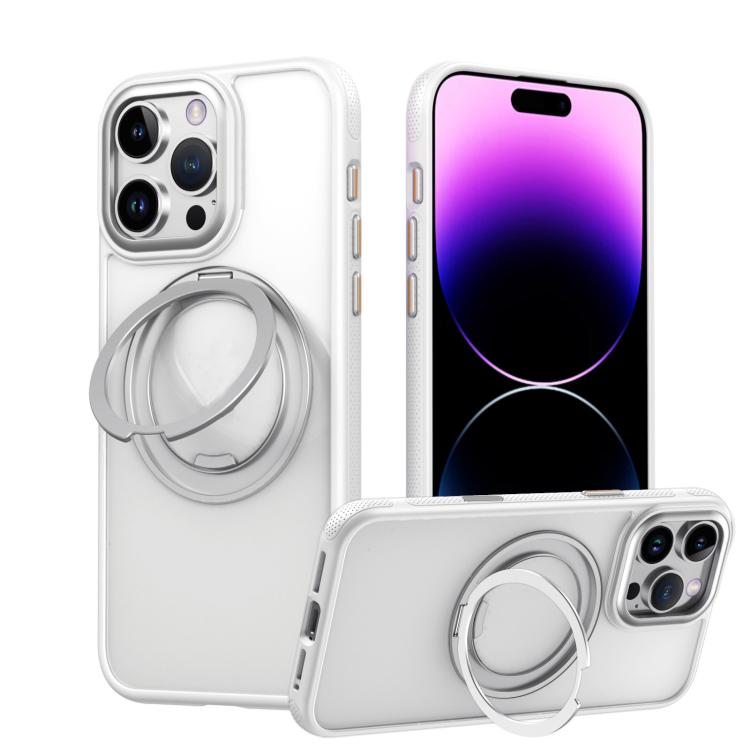 For iPhone 16 Pro Gear 360 Rotation MagSafe Holder Phone Case(White) - iPhone 16 Pro Cases by buy2fix | Online Shopping UK | buy2fix