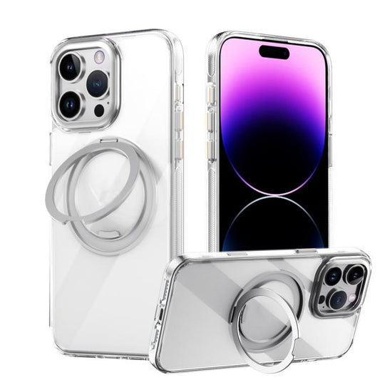 For iPhone 16 Pro Gear 360 Rotation MagSafe Holder Phone Case(Transparent) - iPhone 16 Pro Cases by buy2fix | Online Shopping UK | buy2fix