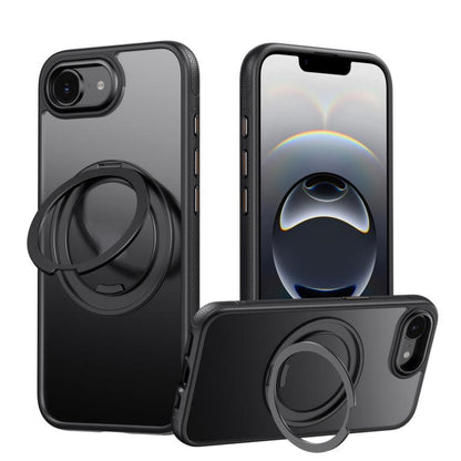 For iPhone 16e Gear 360 Rotation MagSafe Holder Phone Case(Black) - iPhone 16e Cases by buy2fix | Online Shopping UK | buy2fix