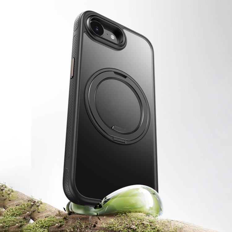 For iPhone 16e Gear 360 Rotation MagSafe Holder Phone Case(Black) - iPhone 16e Cases by buy2fix | Online Shopping UK | buy2fix