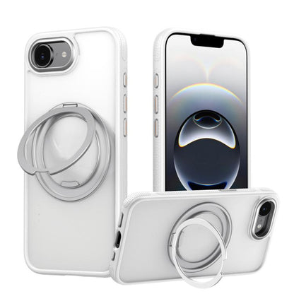 For iPhone 16e Gear 360 Rotation MagSafe Holder Phone Case(White) - iPhone 16e Cases by buy2fix | Online Shopping UK | buy2fix