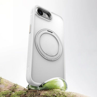 For iPhone 16e Gear 360 Rotation MagSafe Holder Phone Case(White) - iPhone 16e Cases by buy2fix | Online Shopping UK | buy2fix