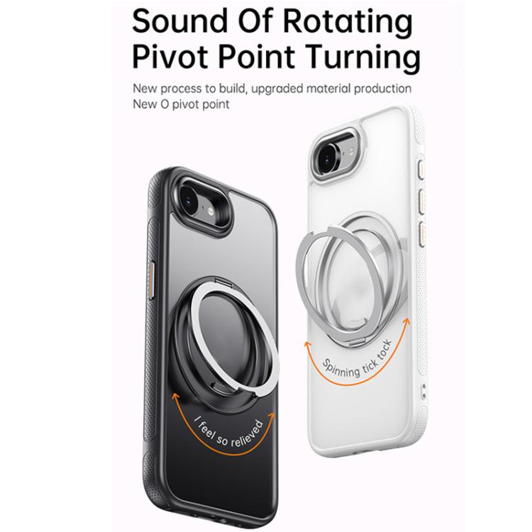 For iPhone 16e Gear 360 Rotation MagSafe Holder Phone Case(White) - iPhone 16e Cases by buy2fix | Online Shopping UK | buy2fix