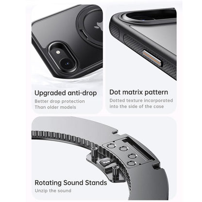 For iPhone 16e Gear 360 Rotation MagSafe Holder Phone Case(White) - iPhone 16e Cases by buy2fix | Online Shopping UK | buy2fix