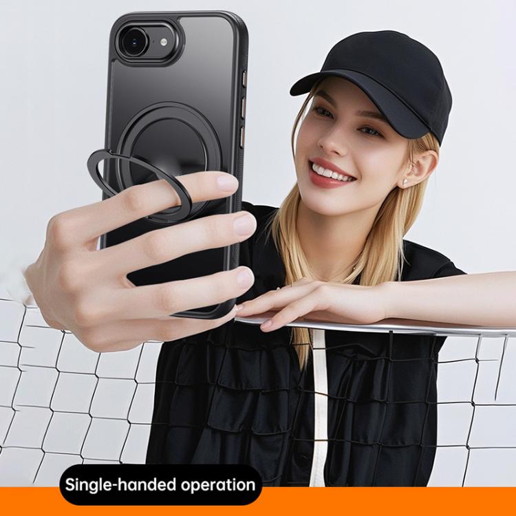 For iPhone 16e Gear 360 Rotation MagSafe Holder Phone Case(White) - iPhone 16e Cases by buy2fix | Online Shopping UK | buy2fix