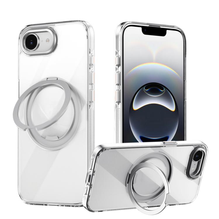 For iPhone 16e Gear 360 Rotation MagSafe Holder Phone Case(Transparent) - iPhone 16e Cases by buy2fix | Online Shopping UK | buy2fix