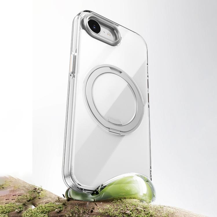 For iPhone 16e Gear 360 Rotation MagSafe Holder Phone Case(Transparent) - iPhone 16e Cases by buy2fix | Online Shopping UK | buy2fix