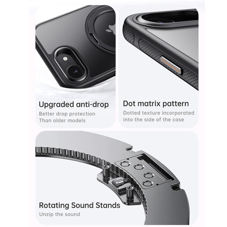 For iPhone 16e Gear 360 Rotation MagSafe Holder Phone Case(Transparent) - iPhone 16e Cases by buy2fix | Online Shopping UK | buy2fix