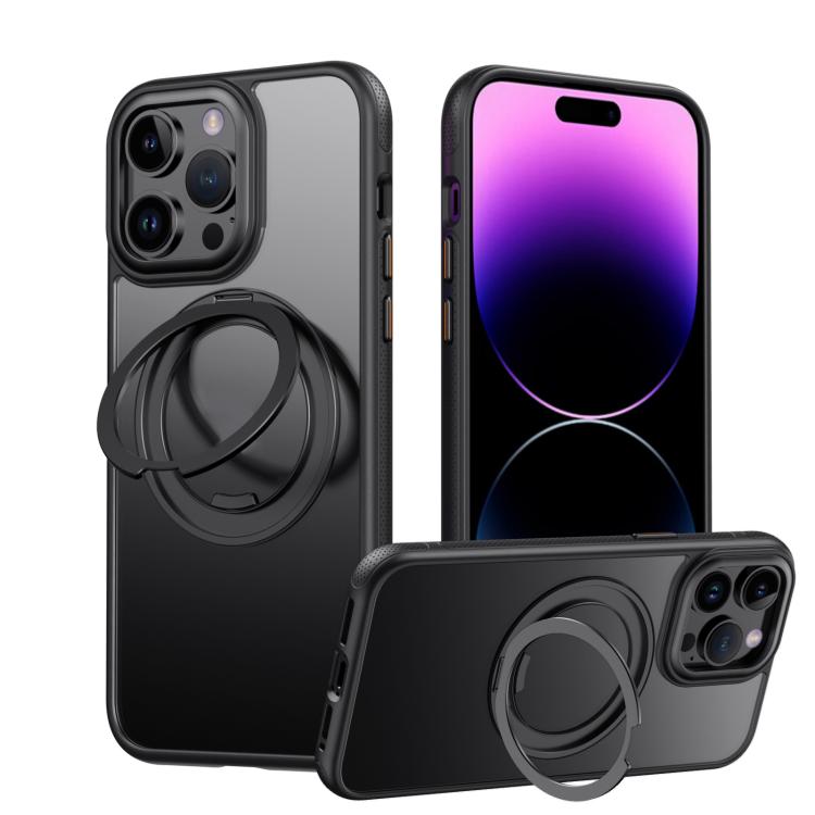 For iPhone 15 Pro Max Gear 360 Rotation MagSafe Holder Phone Case(Black) - iPhone 15 Pro Max Cases by buy2fix | Online Shopping UK | buy2fix