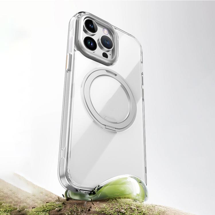 For iPhone 15 Pro Max Gear 360 Rotation MagSafe Holder Phone Case(Transparent) - iPhone 15 Pro Max Cases by buy2fix | Online Shopping UK | buy2fix