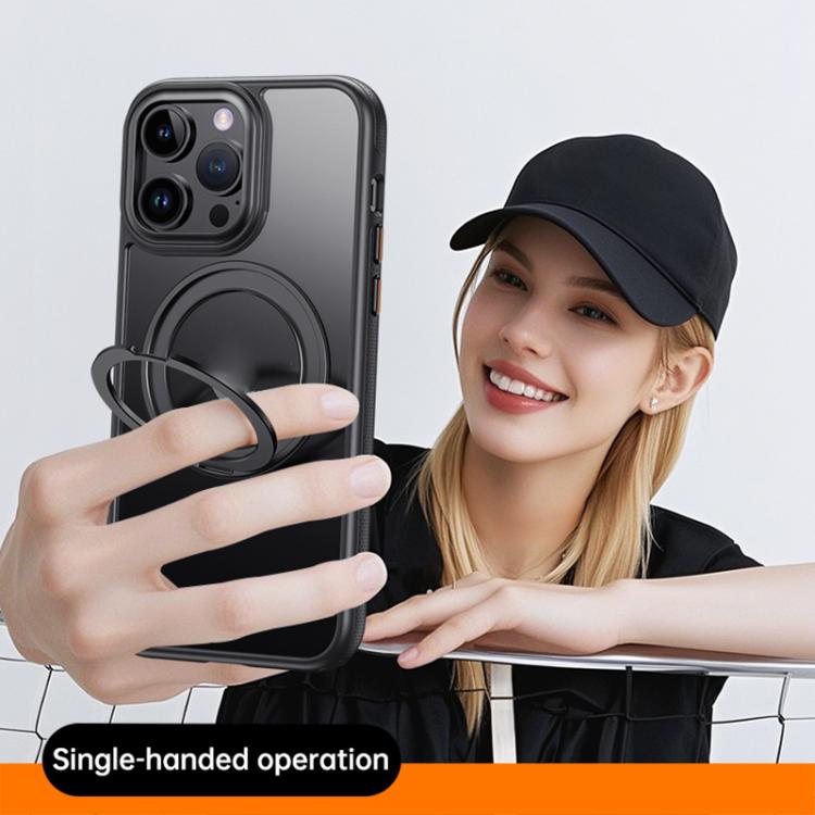 For iPhone 15 Pro Max Gear 360 Rotation MagSafe Holder Phone Case(Transparent) - iPhone 15 Pro Max Cases by buy2fix | Online Shopping UK | buy2fix