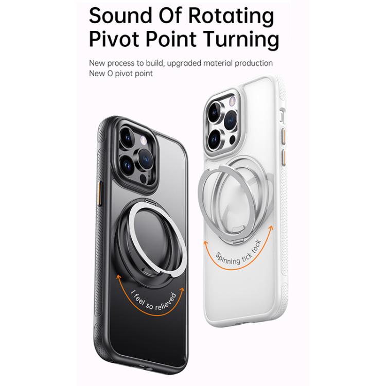 For iPhone 15 Pro Gear 360 Rotation MagSafe Holder Phone Case(White) - iPhone 15 Pro Cases by buy2fix | Online Shopping UK | buy2fix