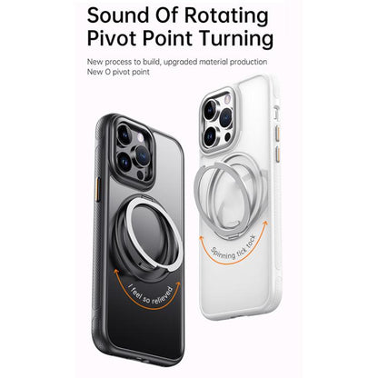 For iPhone 15 Pro Gear 360 Rotation MagSafe Holder Phone Case(White) - iPhone 15 Pro Cases by buy2fix | Online Shopping UK | buy2fix