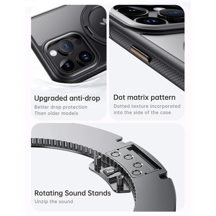 For iPhone 15 Pro Gear 360 Rotation MagSafe Holder Phone Case(Transparent) - iPhone 15 Pro Cases by buy2fix | Online Shopping UK | buy2fix