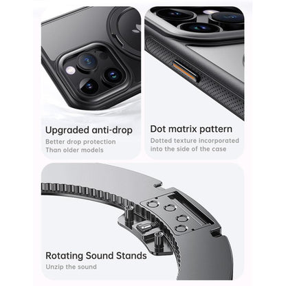 For iPhone 15 Pro Gear 360 Rotation MagSafe Holder Phone Case(Transparent) - iPhone 15 Pro Cases by buy2fix | Online Shopping UK | buy2fix